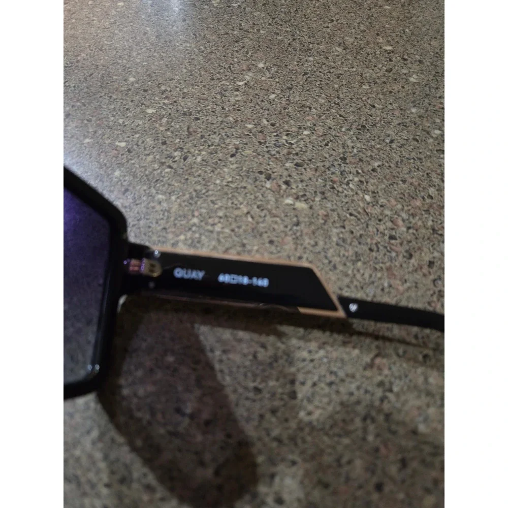 Quay Australia Black &‎ Gold Almost Ready Square Frame Polarized Sunglasses